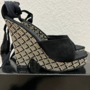 Colin Stuart Platform Wedge Strappy Heels, Size 5M
